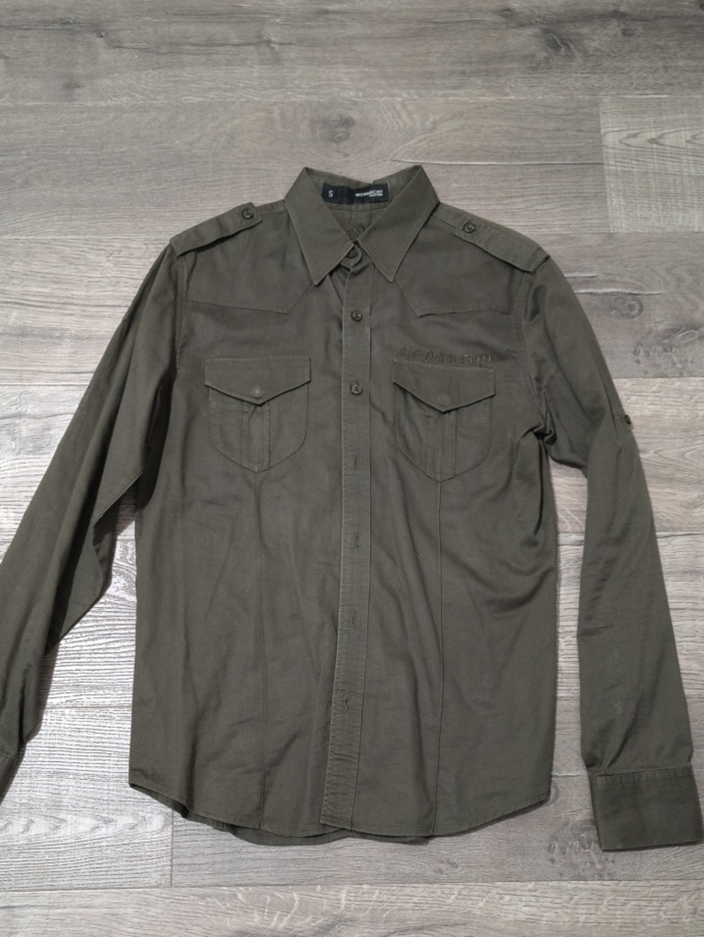 Monarchy Y2K Olive Green Button-Down Shirt